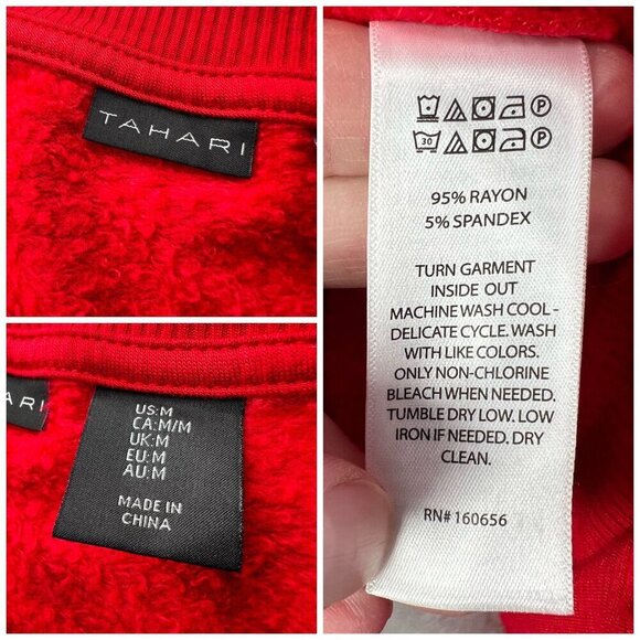 Tahari Sequin Penguin Sweatshirt Red Meduim - Picture 4 of 11